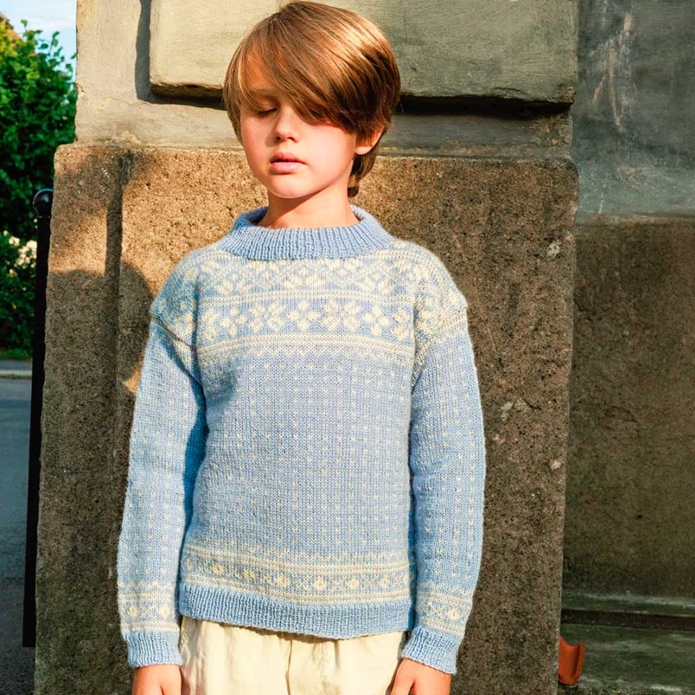 Strikkekit 2608-5 Telemark Junior sweater i Tynd Peer Gynt