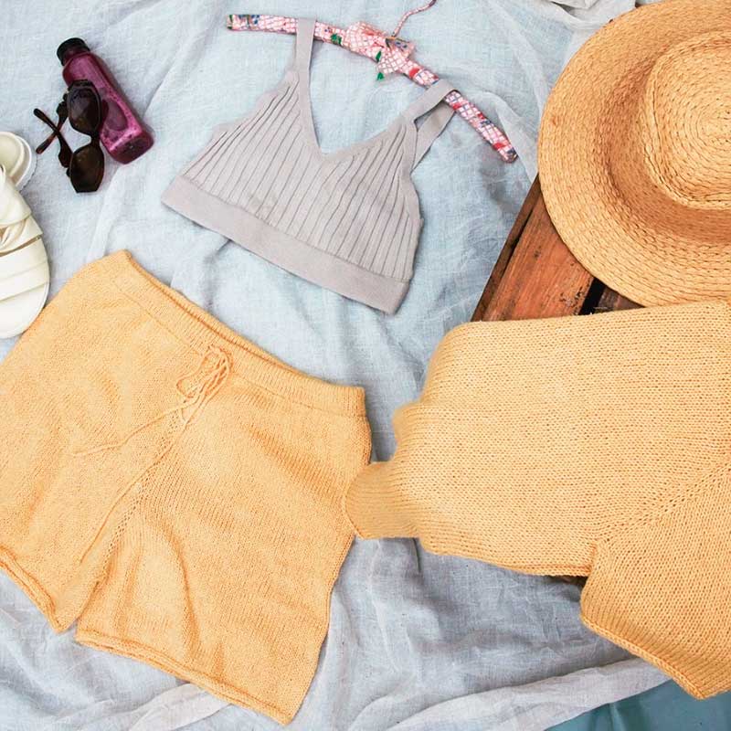 Strikkekit Tirils sommershorts i Line fra Sandnes Garn
