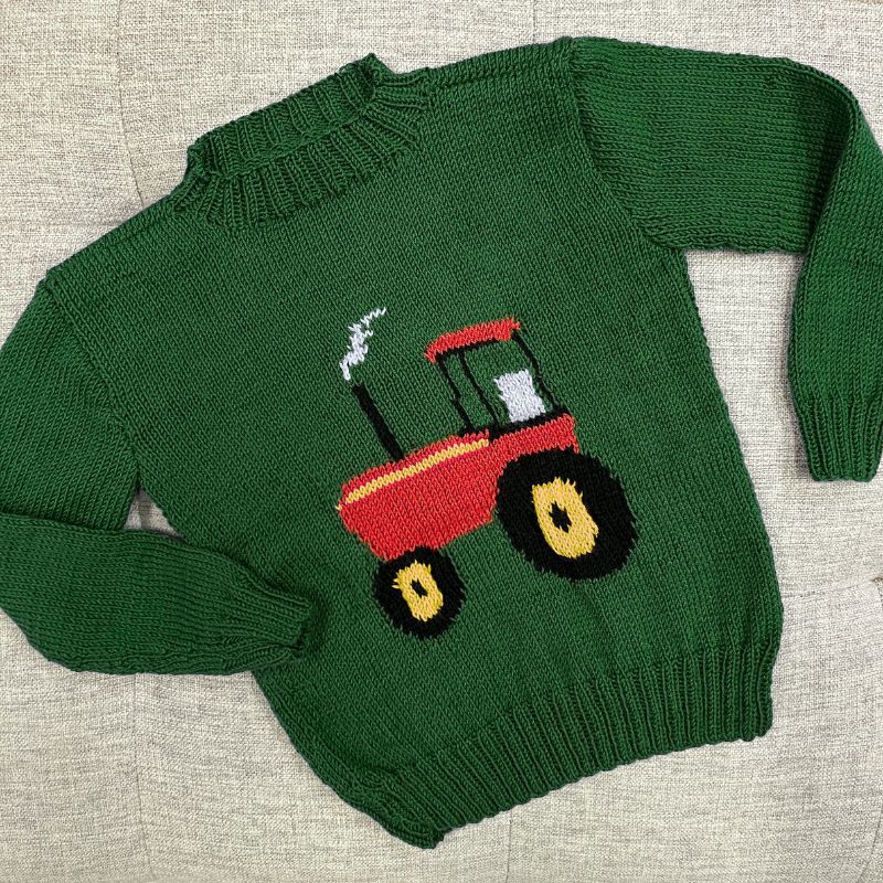 Strikkekit Bluse med stor traktor til børn 8934104 i Lana Cotton 212