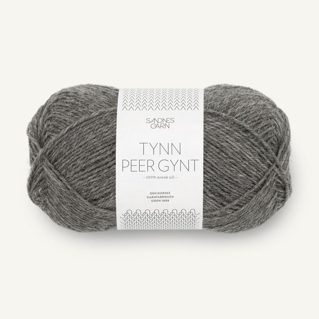 Tynd Peer Gynt garn fra Sandnes Garn Mørk gråmeleret