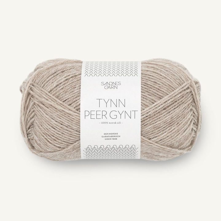 Tynd Peer Gynt garn fra Sandnes Garn Gråbeige meleret
