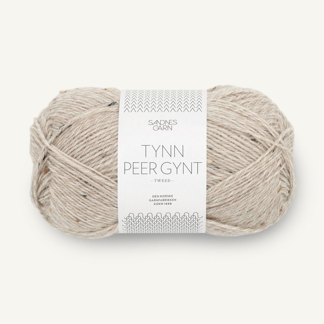 Tynd Peer Gynt garn fra Sandnes Garn Gråbeige tweed