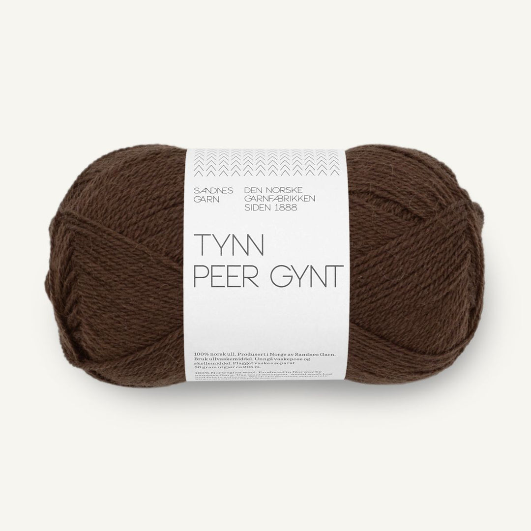 Tynd Peer Gynt garn fra Sandnes Garn Mørk brun