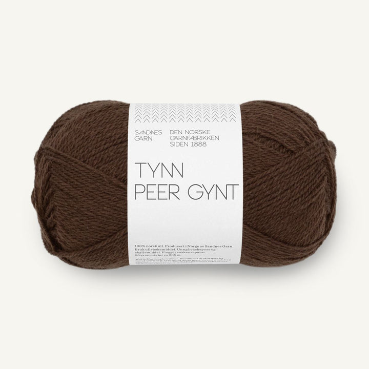 Tynd Peer Gynt garn fra Sandnes Garn Mørk brun
