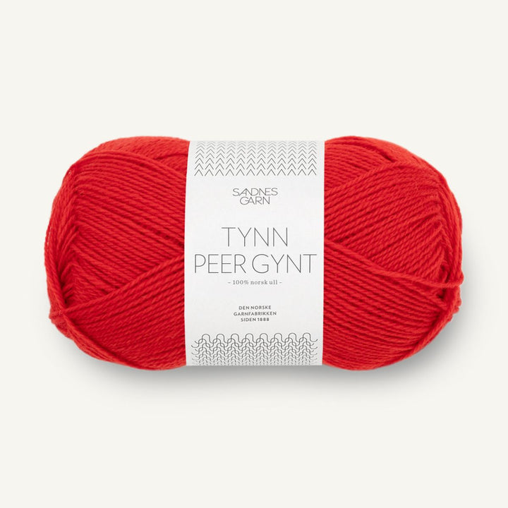 Tynd Peer Gynt garn fra Sandnes Garn Scarlet red