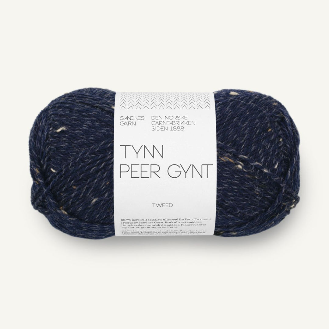 Tynd Peer Gynt garn fra Sandnes Garn Marineblå med natur tweed