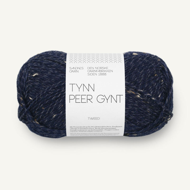 Tynd Peer Gynt garn fra Sandnes Garn Marineblå med natur tweed