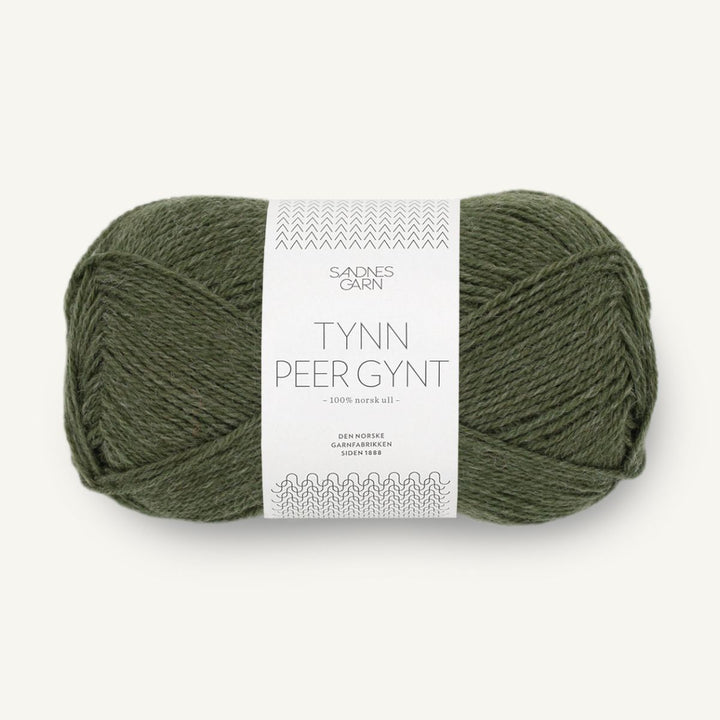 Tynd Peer Gynt garn fra Sandnes Garn Mørk grøn meleret
