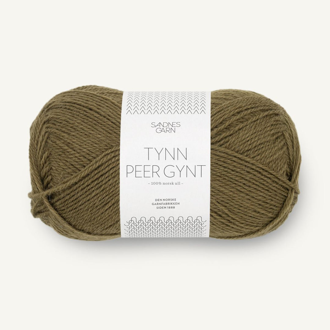 Tynd Peer Gynt garn fra Sandnes Garn Dark olive