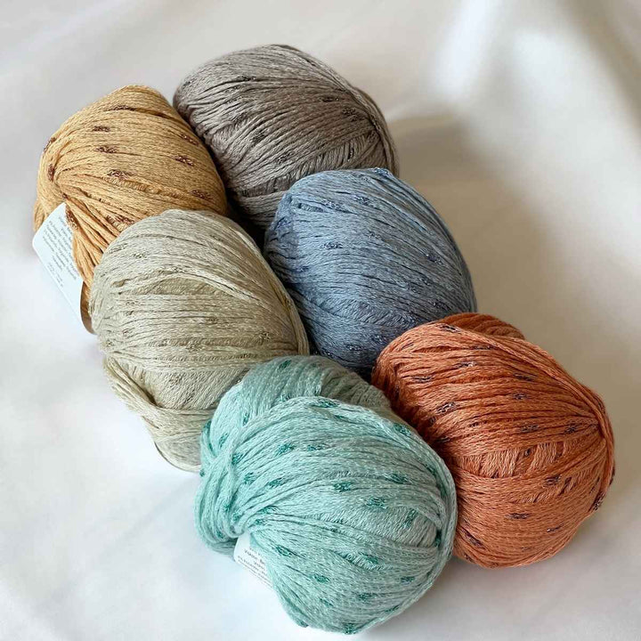 6 farver Universo viscose garn med glimmer fra Katia