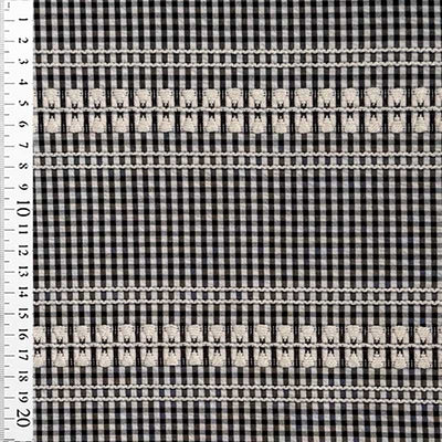 Vævet bomuld med tern og broderi i sort - KreStoffer