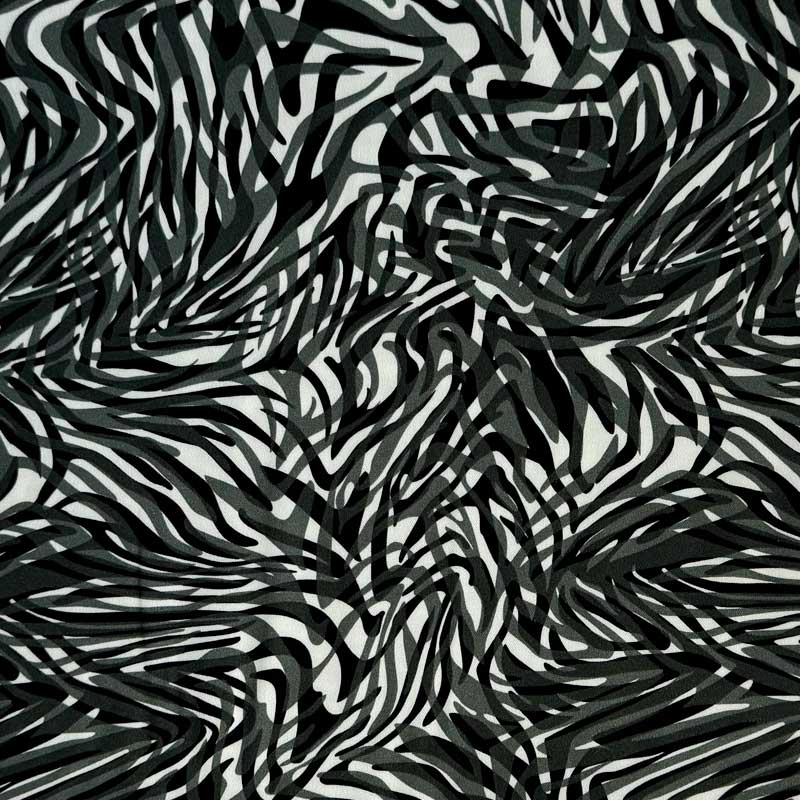 Fast viscose med abstrakt zebra print