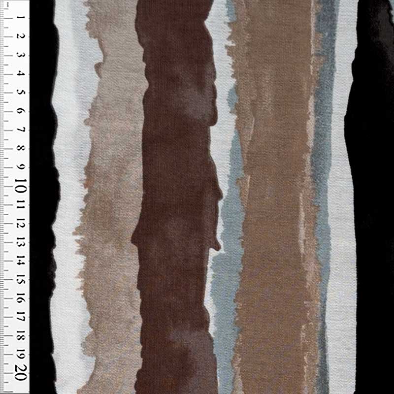 Fast viscose med malede striber i sort/brun/grå