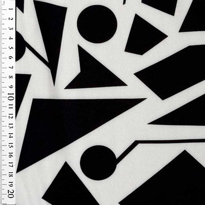 Fast viscose med geometrisk mønster i sort og hvid