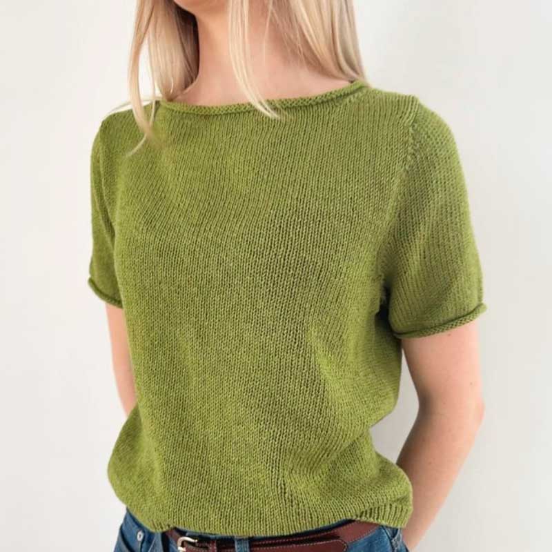 Strikkekit Vega Tee oppefra fra Le Knit i Line garn