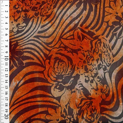 Velour ausbrenner mønster Tigerrose - KreStoffer