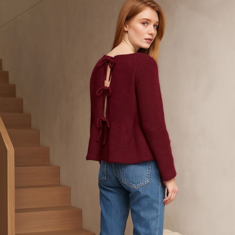 Strikkekit Vienna peblum bluse i Tynd Silk Mohair
