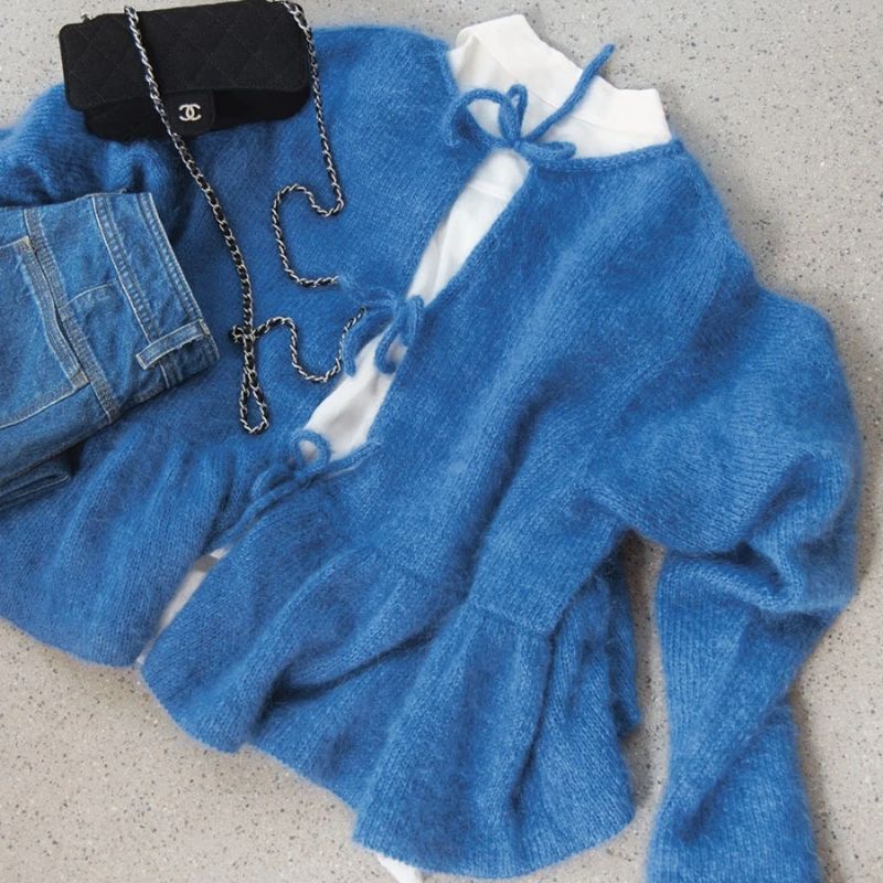 Strikkekit Vienna peblum bluse i Tynd Silk Mohair