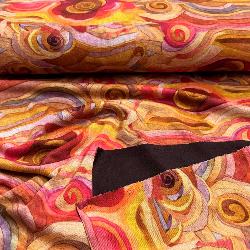 Vinter jersey med geometrisk print i gule og røde farver