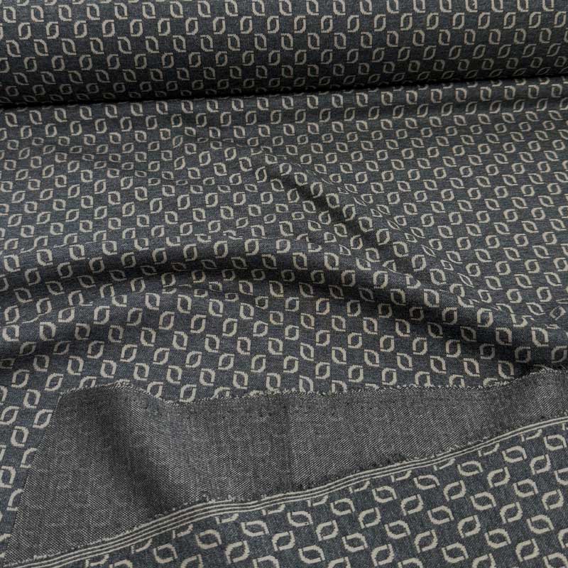 Vinter jersey med geometriske felter i beige på grå bund