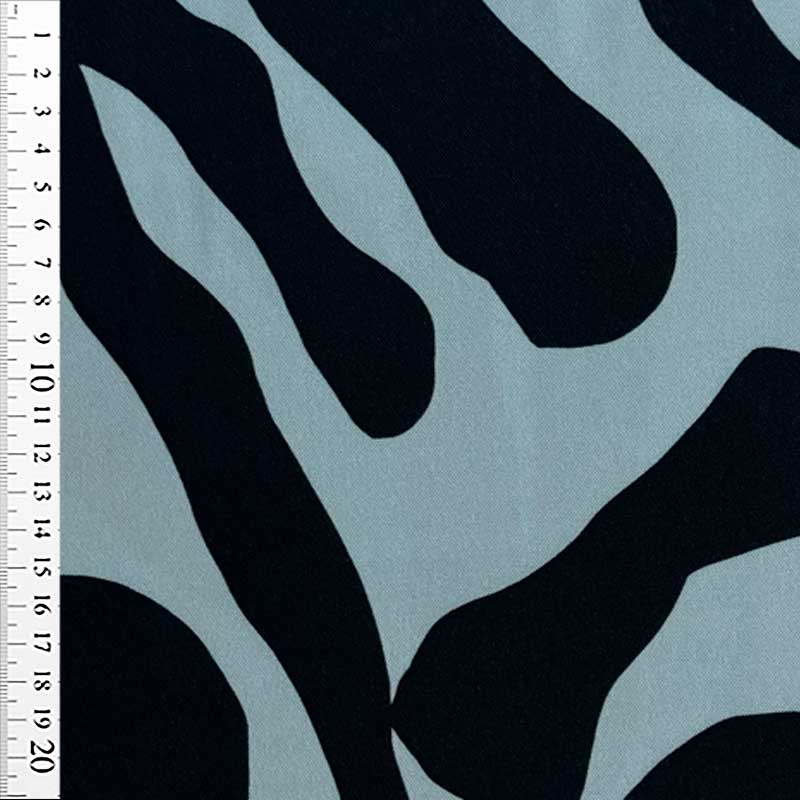 Fast viscose med abstrakt zebra print i blå nuancer