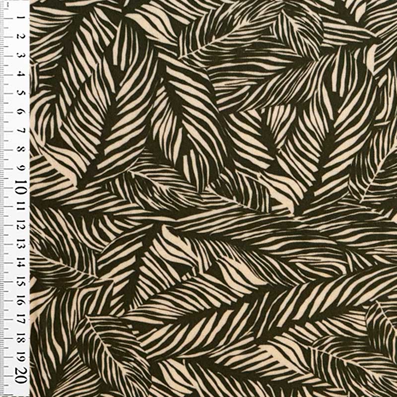 Fast viscose med blad print i natur og grøn