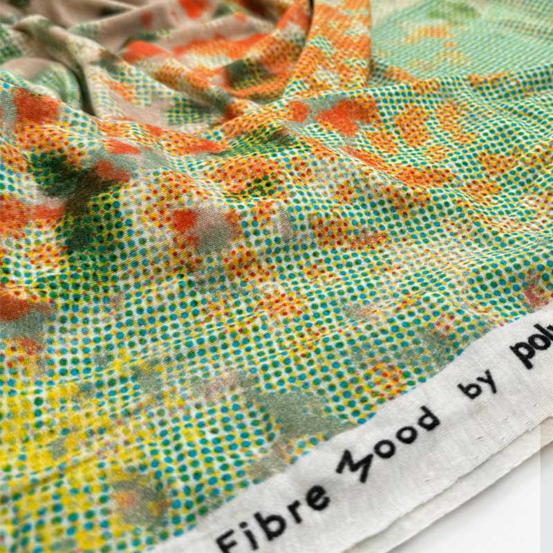 Viscose strik med lava print og grønne prikker