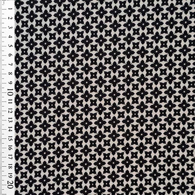 Fast viscose med små blomster i sort