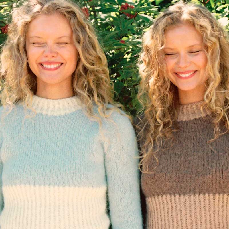 Strikkekit Vollan Sweater 5b i Børstet Alpakka og Tynd Silk Mohair