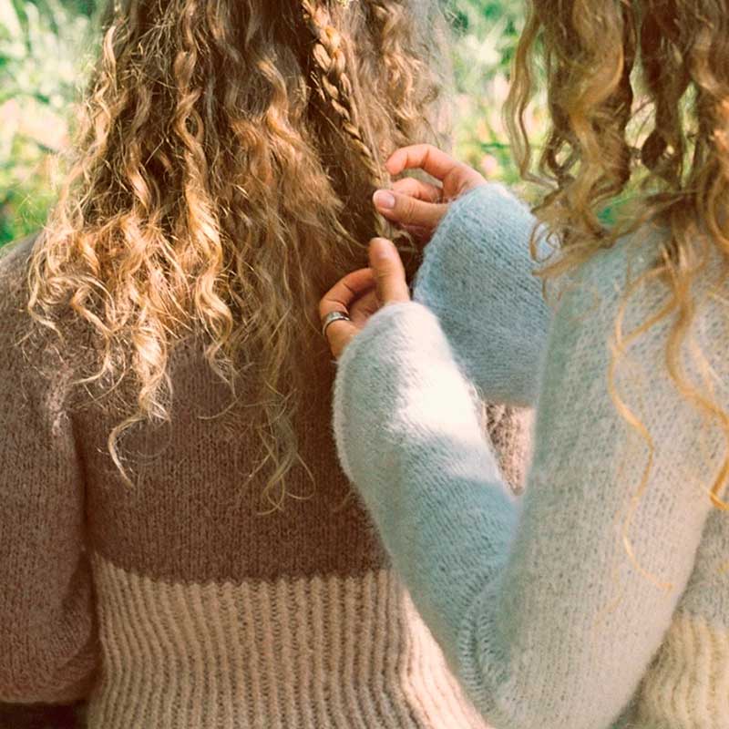 Strikkekit Vollan Sweater 5b i Børstet Alpakka og Tynd Silk Mohair