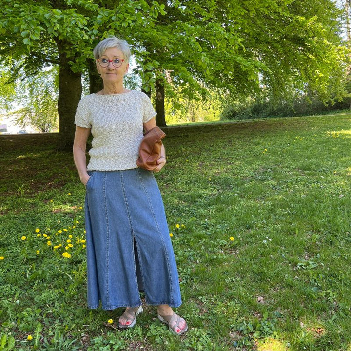 Strikkekit Wave Tee fra PetiteKnit i Hjerte Cotton Flamé