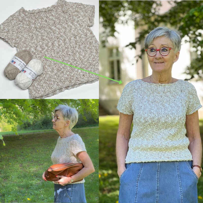 Wave Tee fra PetiteKnit i Hjerte Cotton Flame garn fra Hjertegarn, som er et garnalternativ til Cotton Waves fra Gepard