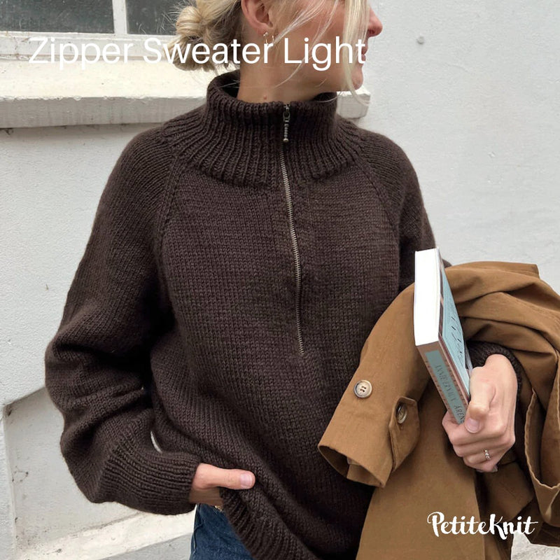Zipper Sweater Light fra PetiteKnit (Opskrift i fysisk papirudgave) - KreStoffer