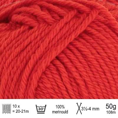 Double Sunday garn farve 4018 Scarlet Red