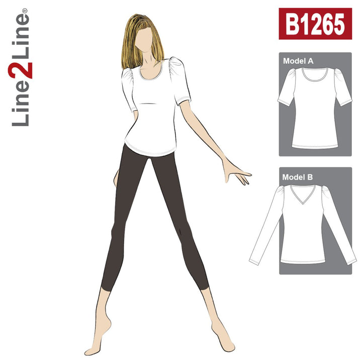 Line2Line B1265 T-shirt med pufærmer