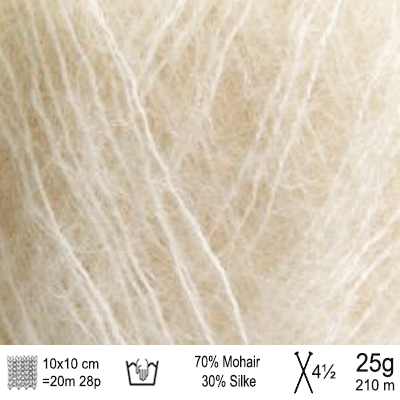 Angel Mohair garn fra Permin Råhvid