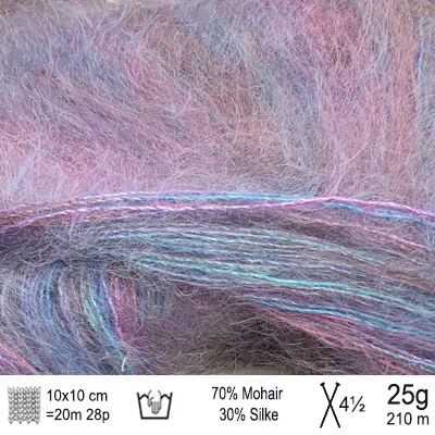 Angel Mohair garn fra Permin Print Petrol pink