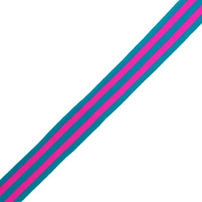 Bånd med striber, turkis og pink - KreStoffer