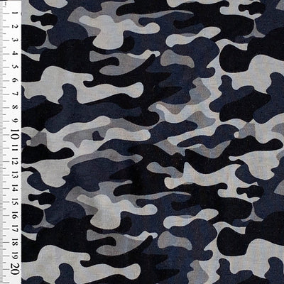 Bomuldsjersey med camouflage, navy - KreStoffer