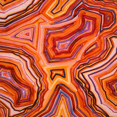 Bomuldsjersey med multimønster, orange - KreStoffer