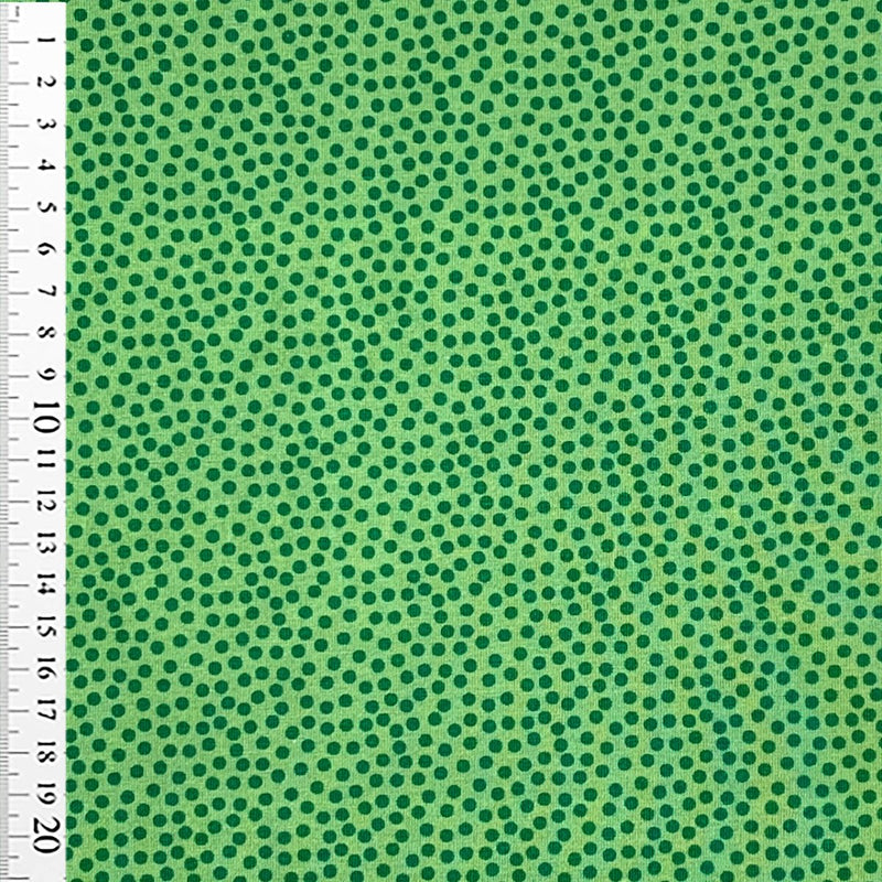 Bomuldsjersey med tætte prikker, grønne - KreStoffer