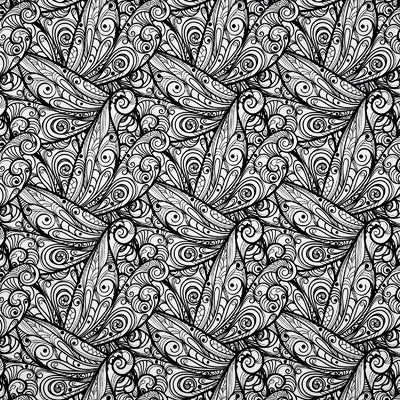 Bomuldssatin med mønster i mønster blade - KreStoffer