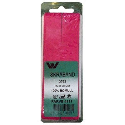Bomuldsskråbånd, pink - KreStoffer