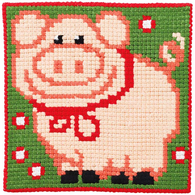 Børnestramaj Gris, påtrykt broderikit fra Permin - KreStoffer