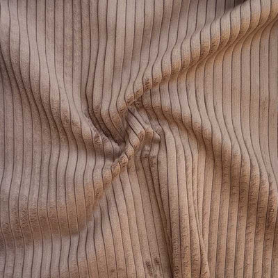 Bredriflet fløjl 9 mm, beige - KreStoffer