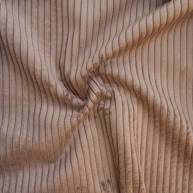 Bredriflet fløjl 9 mm, beige - KreStoffer