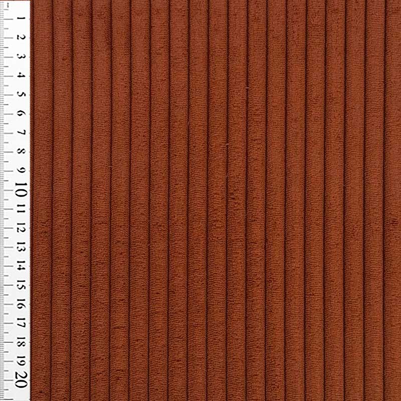 Bredriflet fløjl 9 mm, terrakotta - KreStoffer