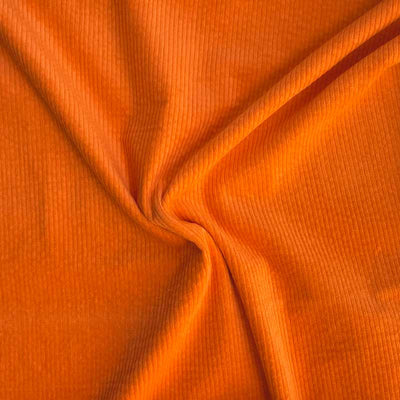 Bredriflet fløjl med stræk, orange - KreStoffer