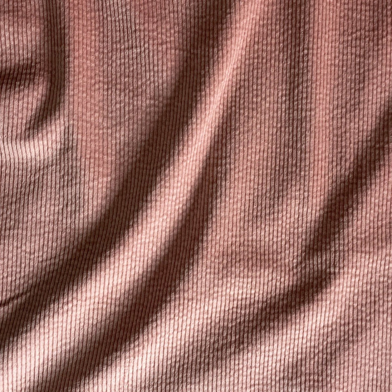 Bredriflet fløjl med stræk, rosa - KreStoffer