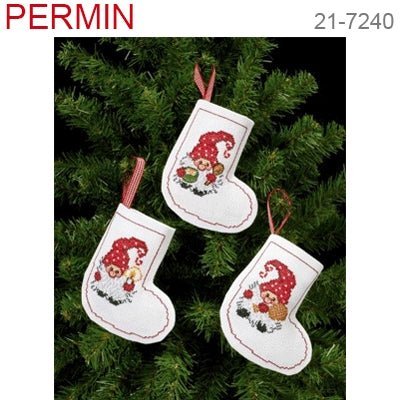 Broderi 3 julesokker med nisser 21-7240